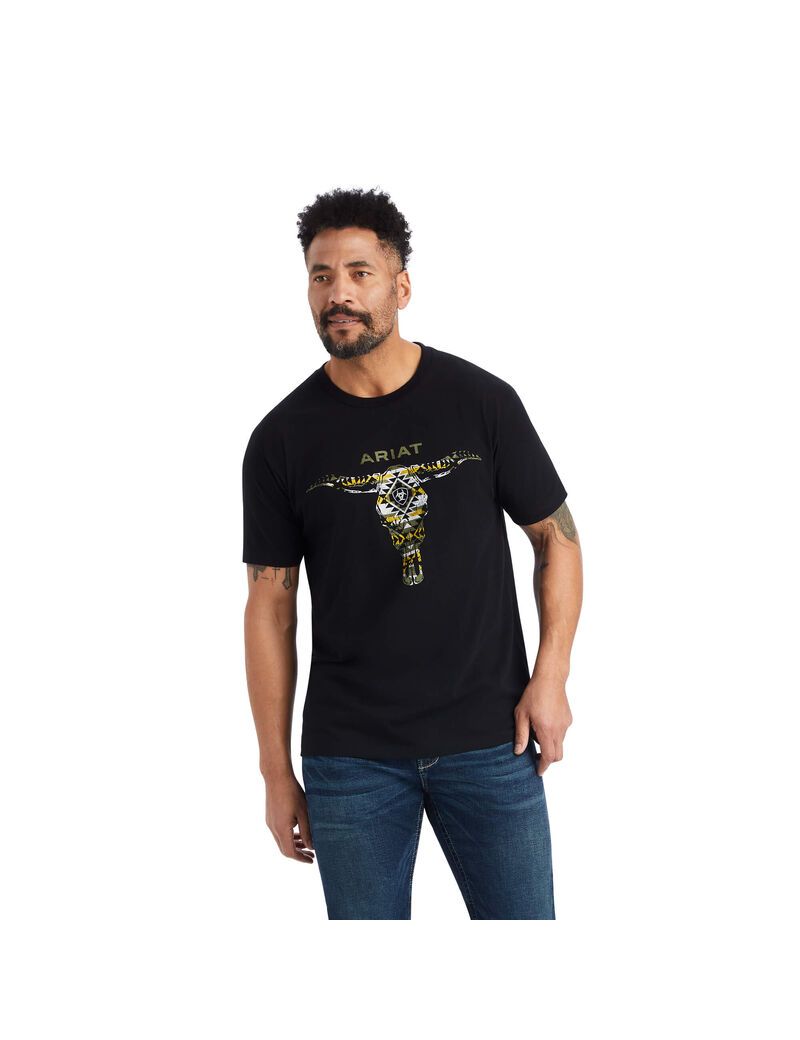 T Shirts Ariat Blanket Skull Noir Homme | RJO-57006145