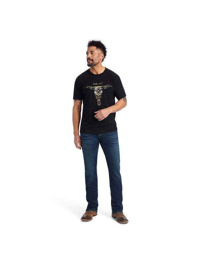 T Shirts Ariat Blanket Skull Noir Homme | RJO-57006145