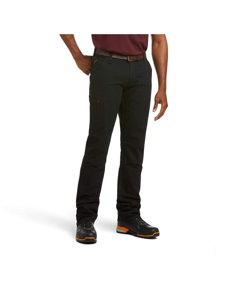 Pantalon Ariat Rebar M4 Low Rise DuraStretch Made Tough Double Front Stackable Droit Leg Noir Homme | OLR-81474039