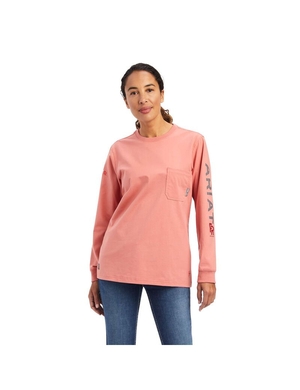 Chemises Ariat FR Stretch Logo Rose Femme | UMT-61807246