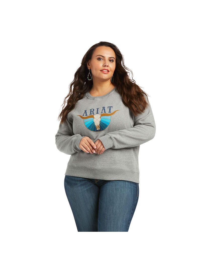 Sweats Ariat REAL Pacific Steerhead Grise Femme | QJW-68620876