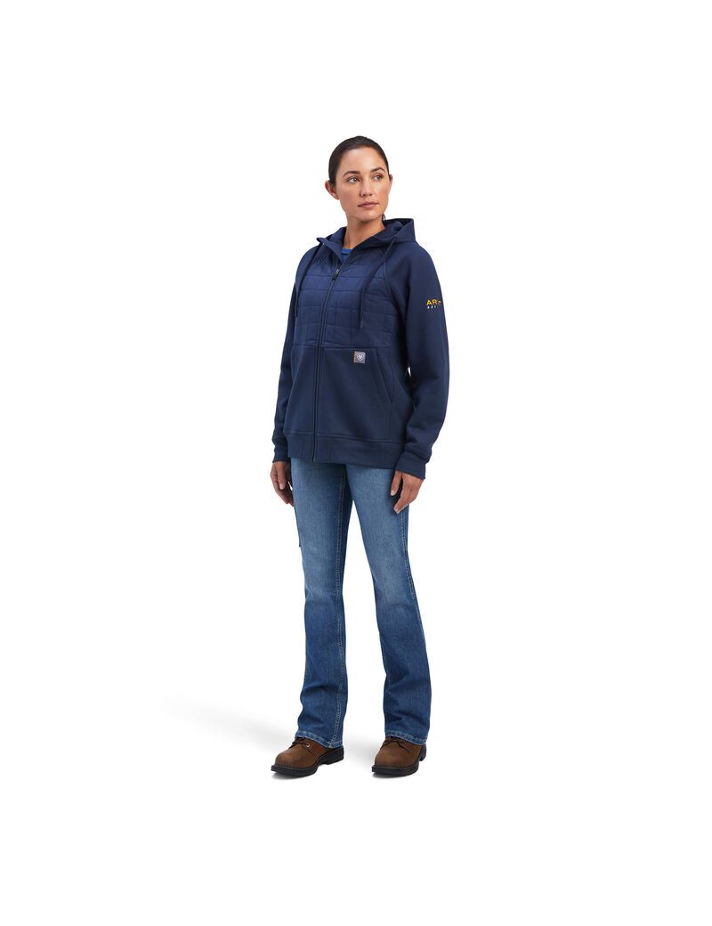 Vêtements De Travail Ariat Rebar Regulator Full Zip Hoodie Indigo Femme | JCA-25550224