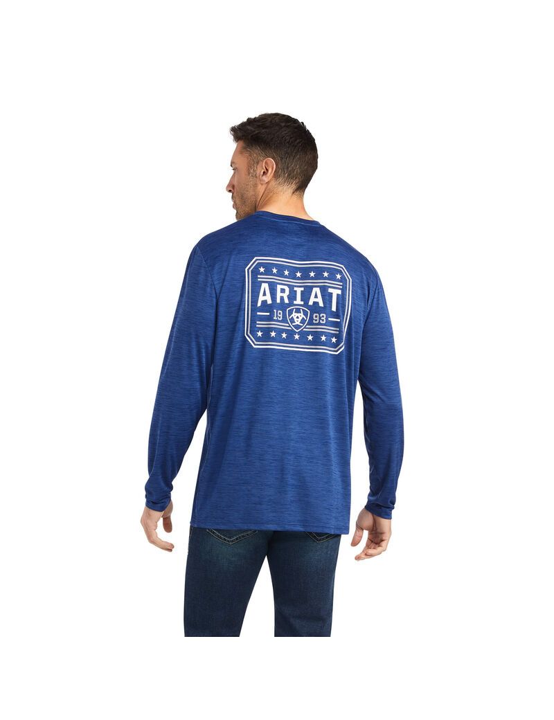 T Shirts Ariat Charger 93 Liberty Bleu Homme | SCA-71334977