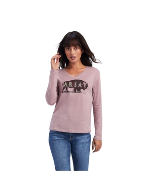 Hauts Ariat REAL Chest Logo Relaxed Tee Rose Femme | ODT-20568180