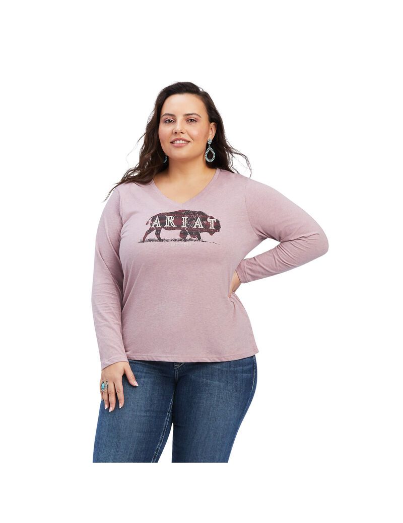 Hauts Ariat REAL Chest Logo Relaxed Tee Rose Femme | ODT-20568180