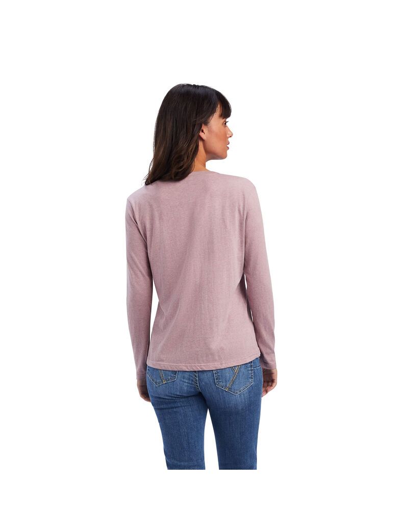 Hauts Ariat REAL Chest Logo Relaxed Tee Rose Femme | ODT-20568180