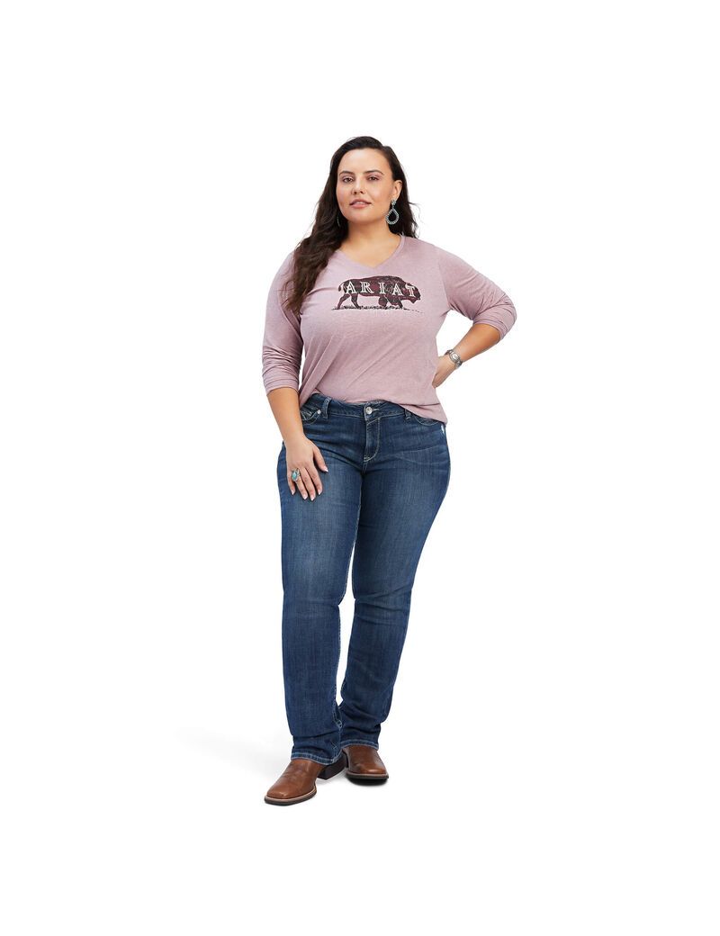 Hauts Ariat REAL Chest Logo Relaxed Tee Rose Femme | ODT-20568180