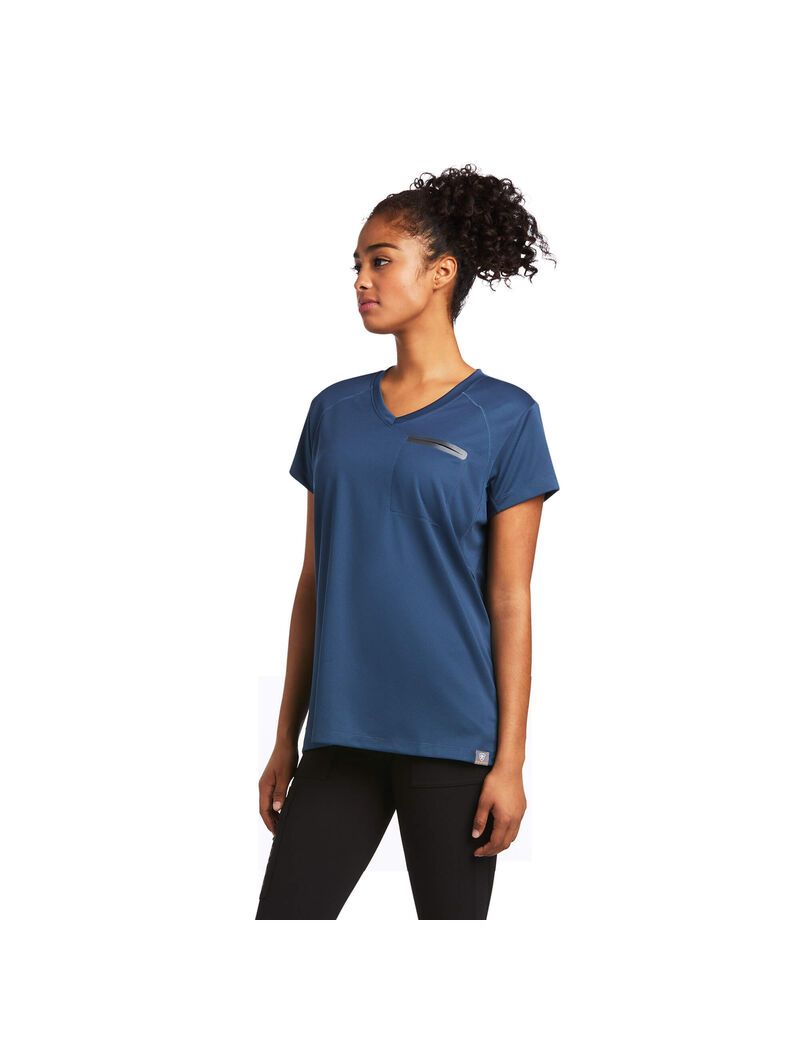 Vêtements De Travail Ariat Rebar Polartec Elite All Season T Shirts Bleu Vert Foncé Femme | QTR-58736567