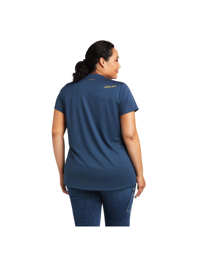 Vêtements De Travail Ariat Rebar Polartec Elite All Season T Shirts Bleu Vert Foncé Femme | QTR-58736567