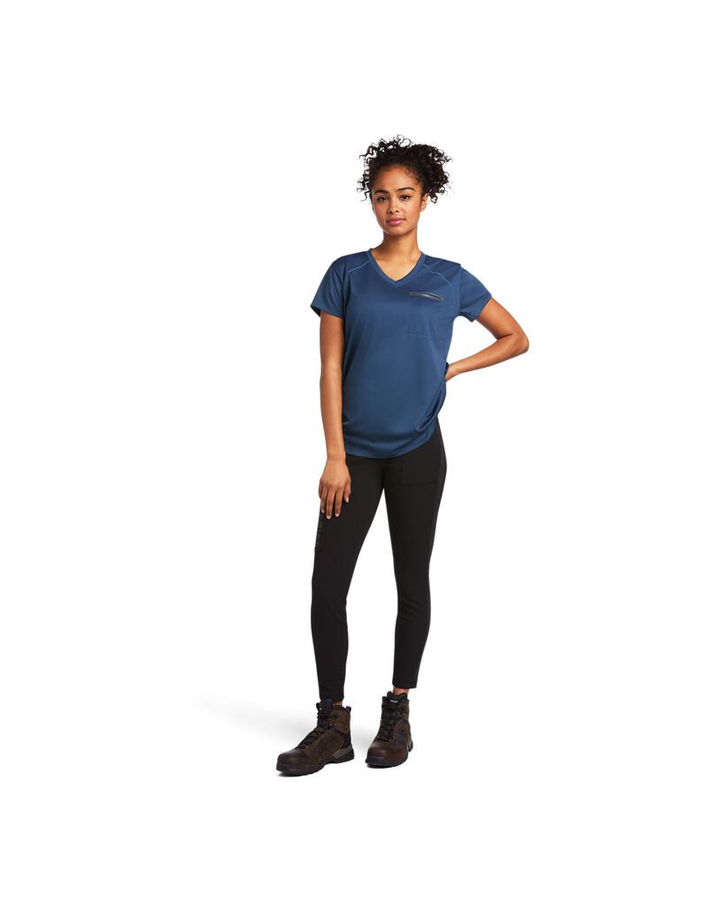 Vêtements De Travail Ariat Rebar Polartec Elite All Season T Shirts Bleu Vert Foncé Femme | QTR-58736567