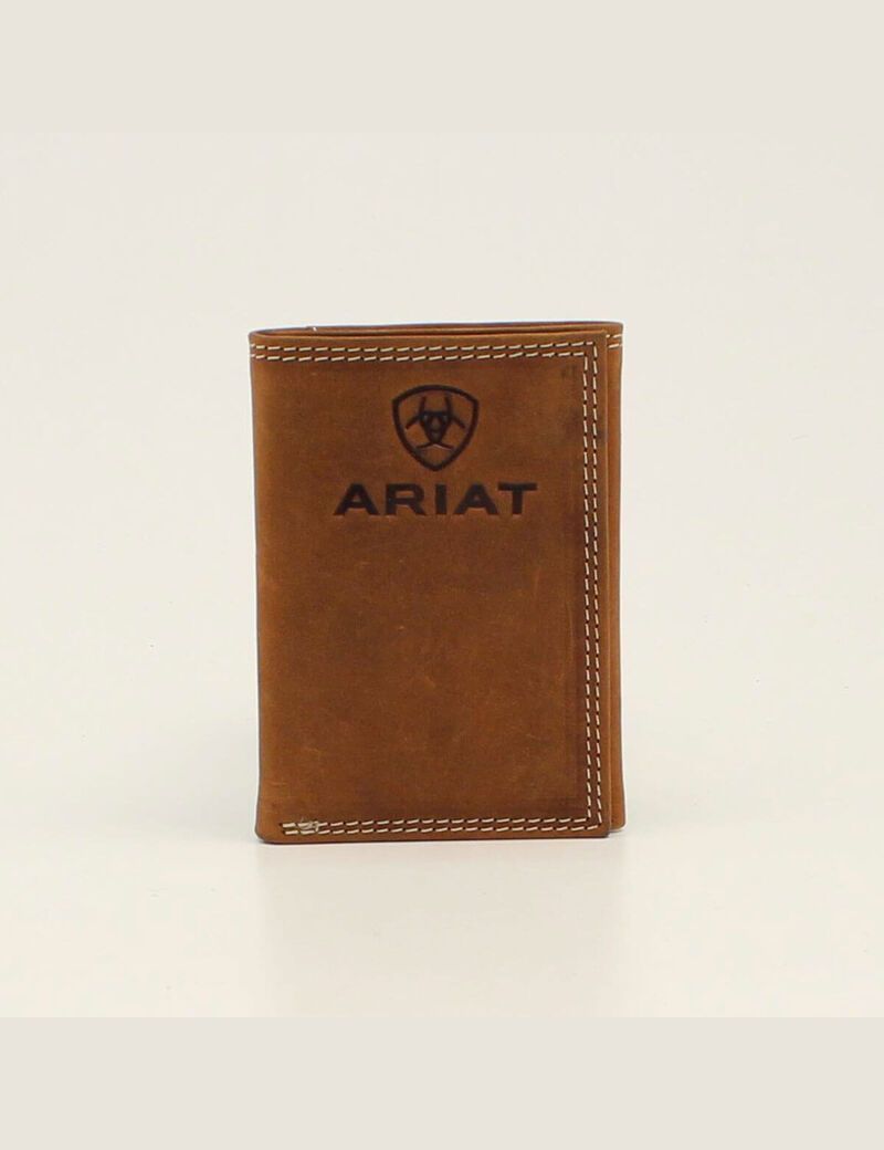 Portefeuilles Ariat Trifold Stacked Logo Marron Homme | PRY-11064649