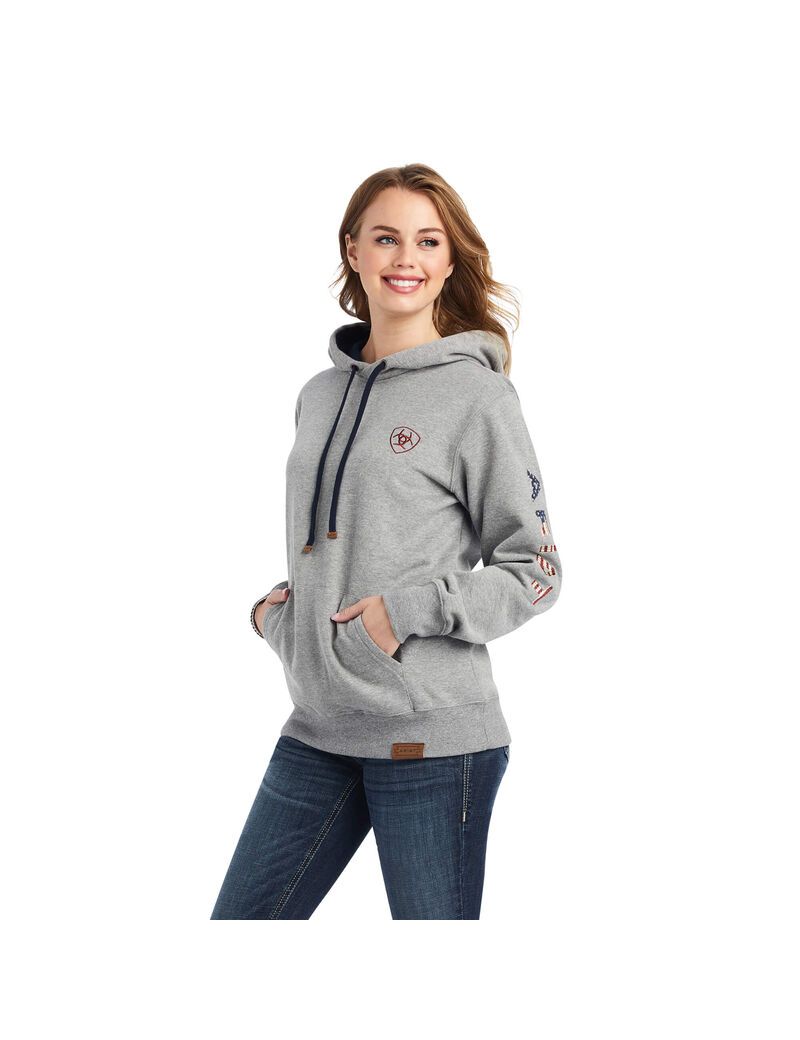 Sweat à Capuche Ariat Thunderbird Chimayo Grise Femme | YGC-26014067