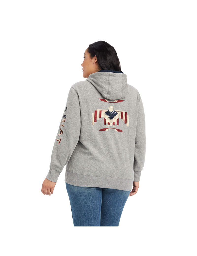 Sweat à Capuche Ariat Thunderbird Chimayo Grise Femme | YGC-26014067