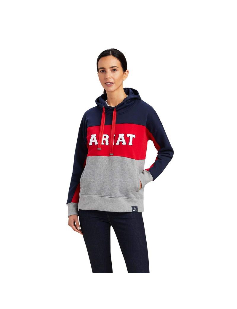 Sweat à Capuche Ariat Rabere Team Bleu Marine Femme | PQB-69277910