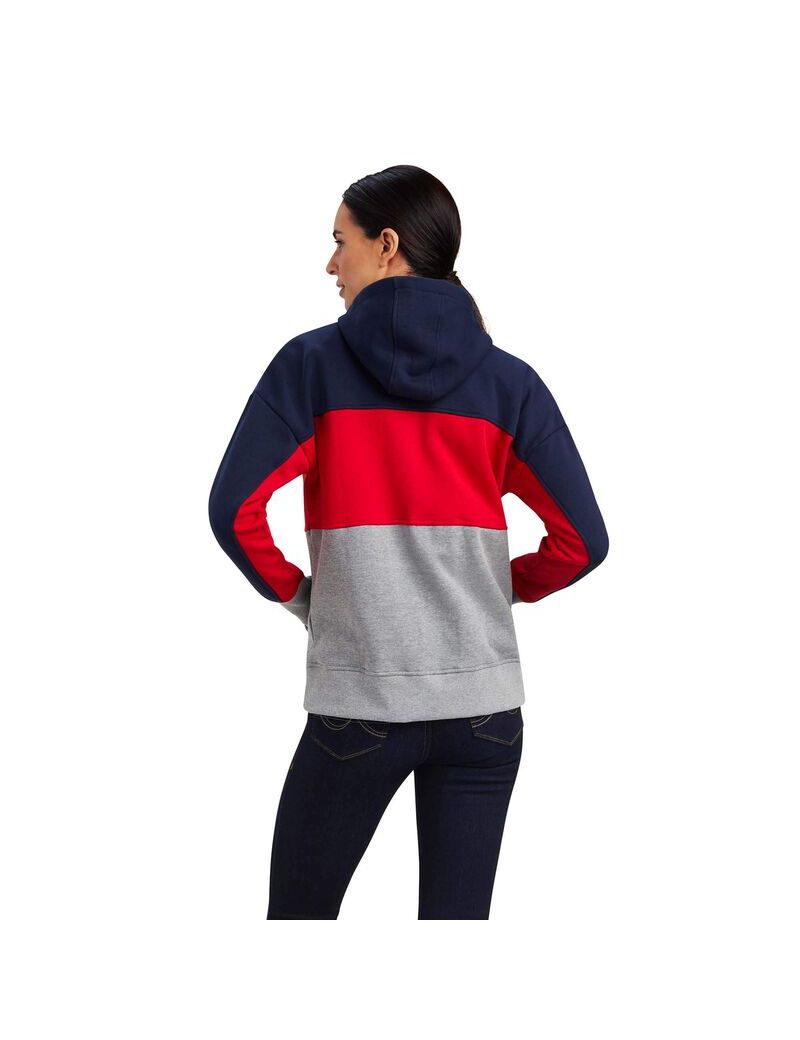 Sweat à Capuche Ariat Rabere Team Bleu Marine Femme | PQB-69277910