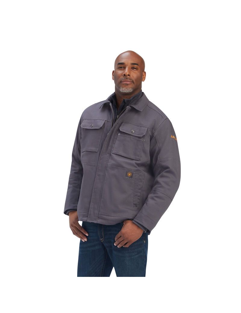 Vêtements De Travail Ariat Rebar DuraCanvas Sherpa-Doublée Coats Grise Homme | RRK-81127401