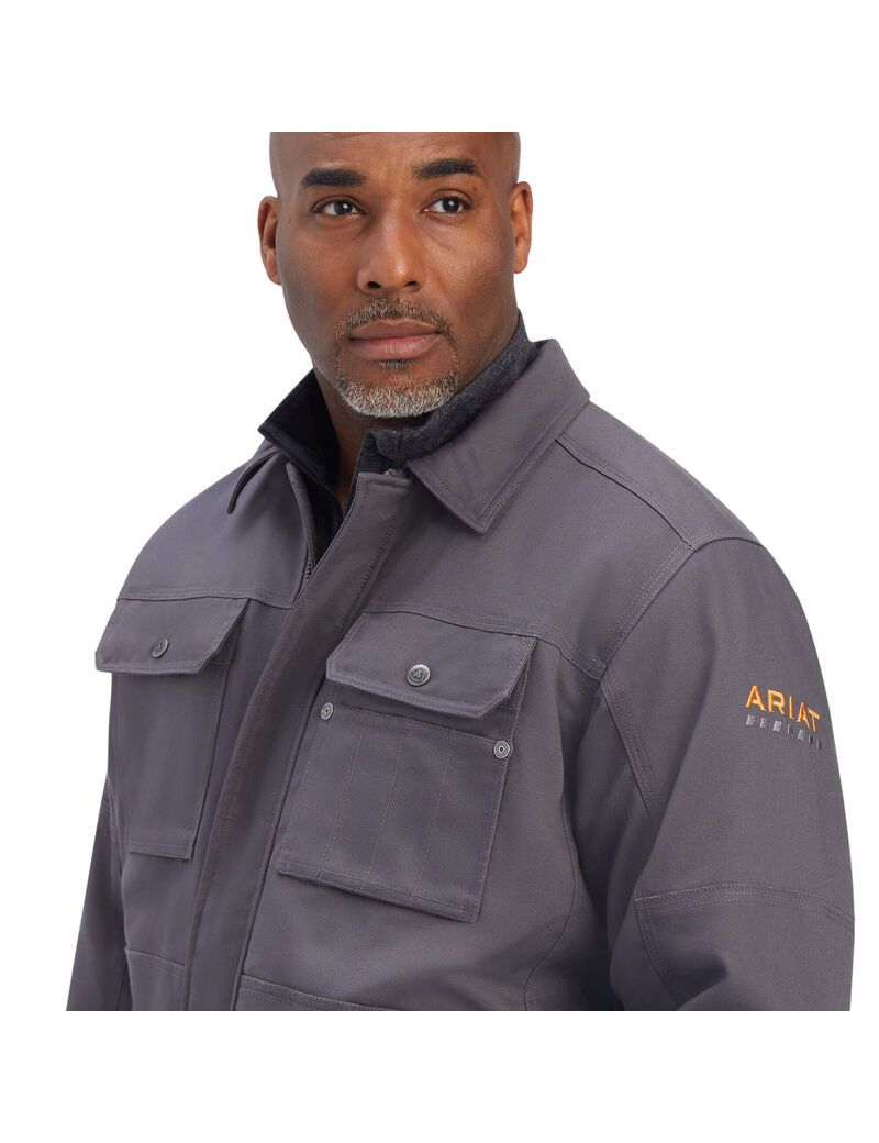 Vêtements De Travail Ariat Rebar DuraCanvas Sherpa-Doublée Coats Grise Homme | RRK-81127401