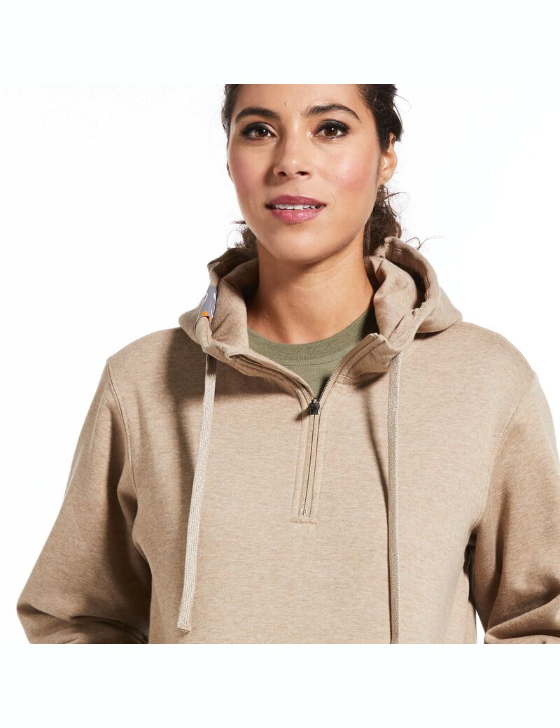 Sweat à Capuche Ariat Rebar Skill Set 1/2 Zip Beige Foncé Femme | UEZ-85584740