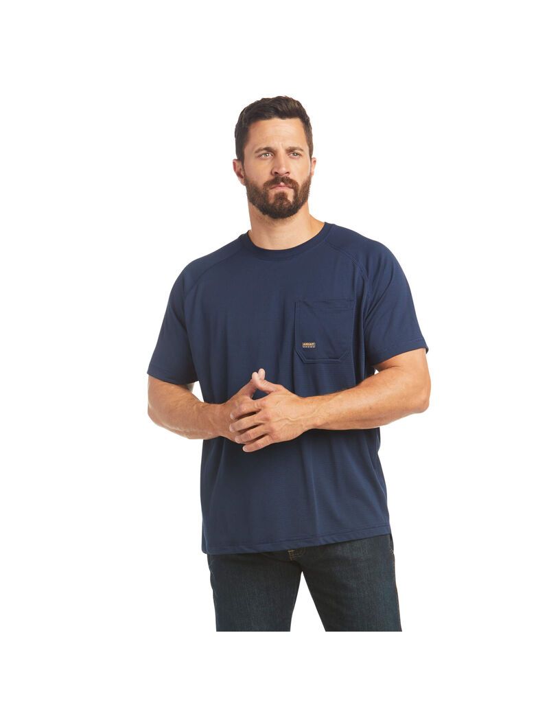 Vêtements De Travail Ariat Rebar Heat Fighter T Shirts Bleu Marine Homme | HMW-28062010