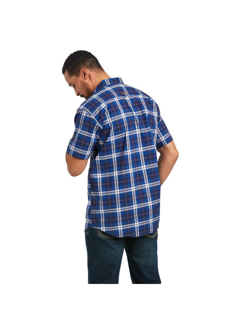 Vêtements De Travail Ariat Rebar Made Tough DuraStretch Travail Shirts Bleu Marine Homme | XUB-15921426