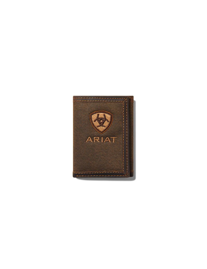 Portefeuilles Ariat Tan Shield Brown Fabric Trifold Marron Homme | JBF-21468516