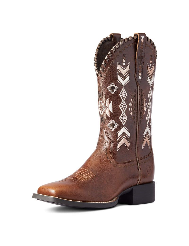 Bottes Western Ariat Round Up Skyler Marron Femme | QWI-05109179