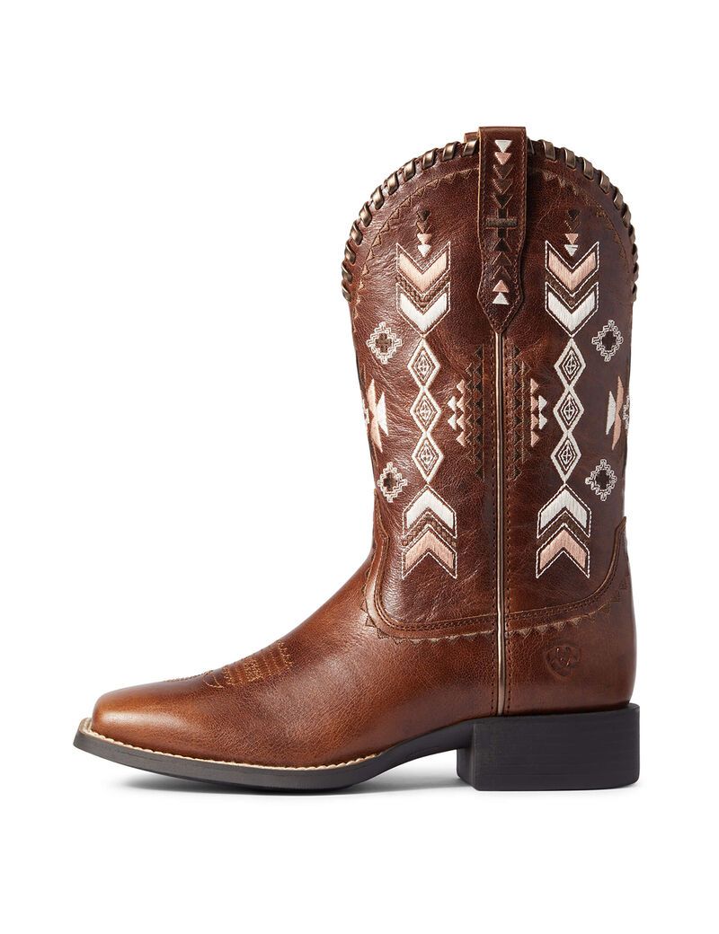 Bottes Western Ariat Round Up Skyler Marron Femme | QWI-05109179