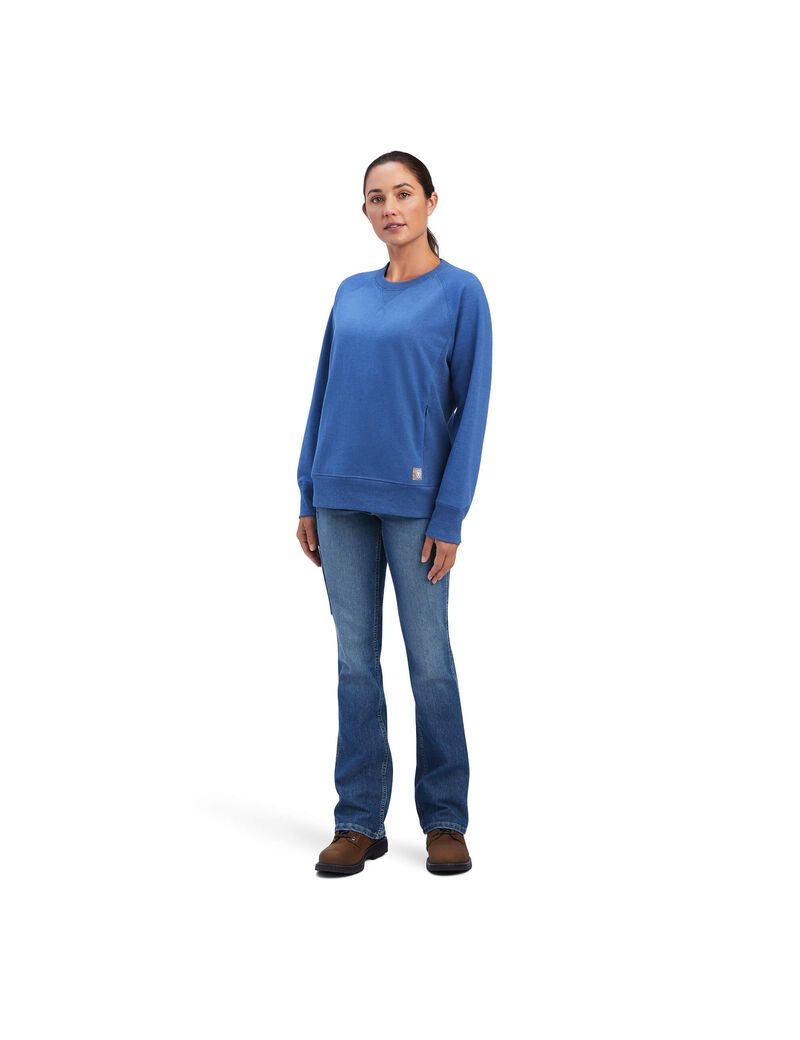 Vêtements De Travail Ariat Rebar Workman Washed Fleece Sweatshirt Bleu Marine Femme | LIH-34937083