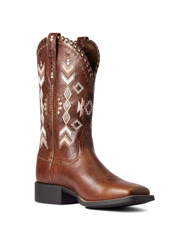 Bottes Western Ariat Round Up Skyler Marron Femme | QWI-05109179