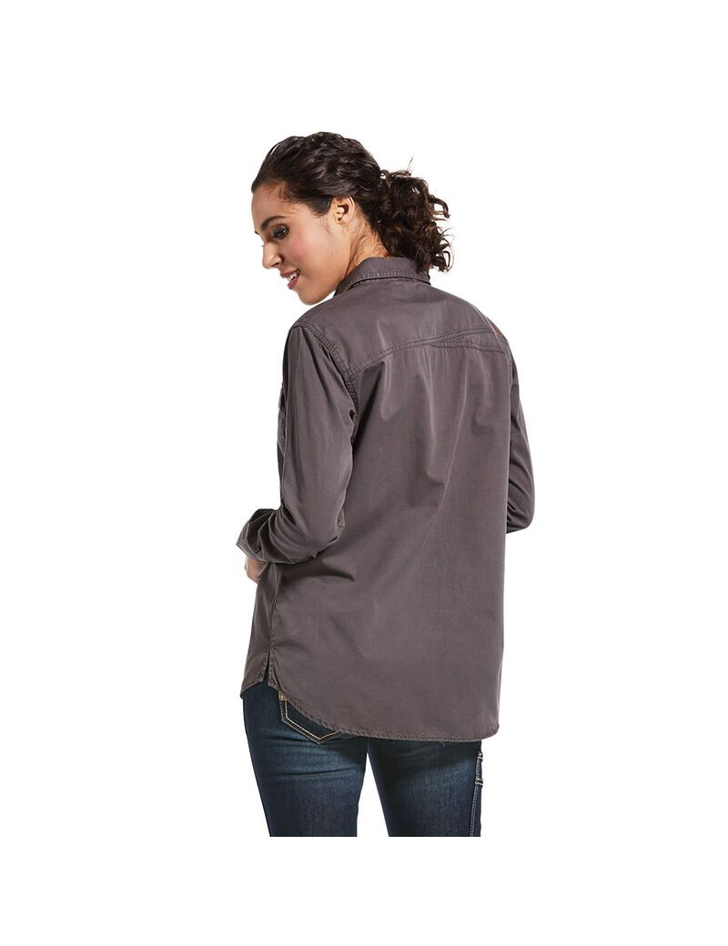 Vêtements De Travail Ariat Rebar Washed Twill Travail Shirts Grise Femme | LOP-85878189