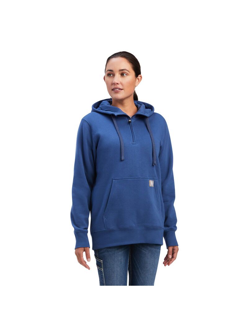 Vêtements De Travail Ariat Rebar Skill Set 1/2 Zip Hoodie Bleu Marine Femme | UZR-80122906