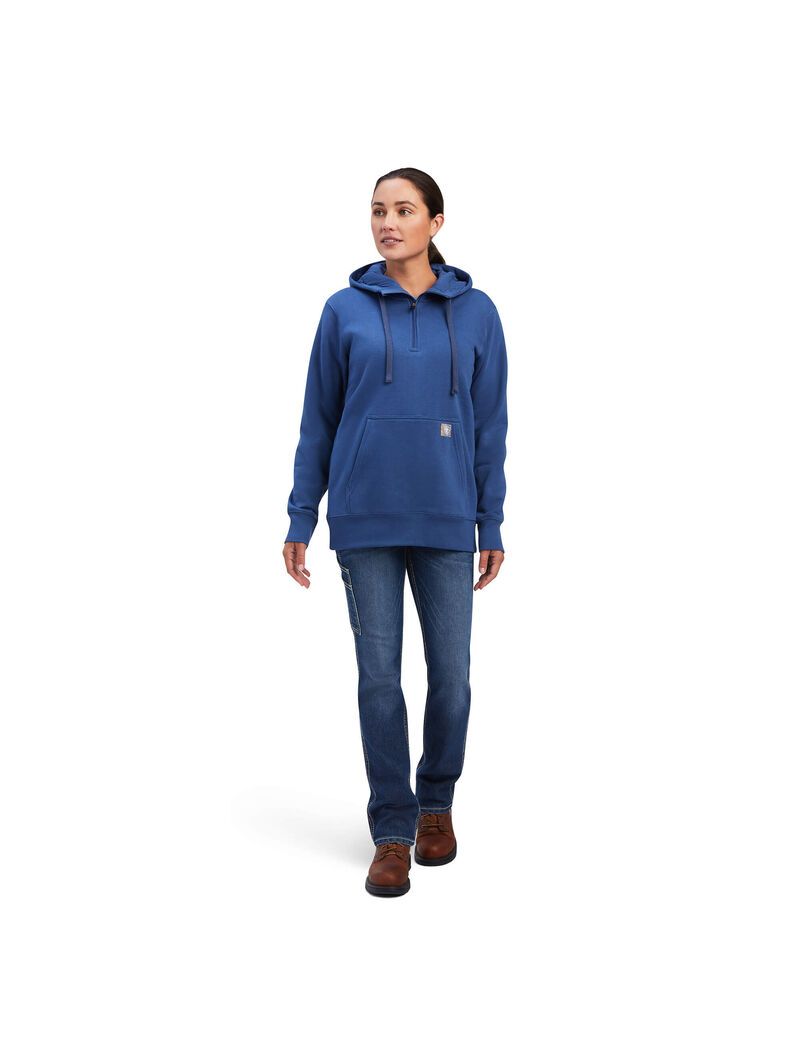 Vêtements De Travail Ariat Rebar Skill Set 1/2 Zip Hoodie Bleu Marine Femme | UZR-80122906