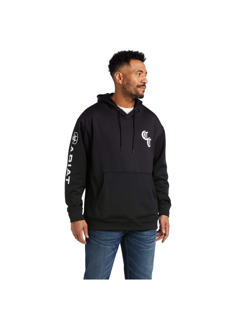 Sweat à Capuche Ariat Compton Cowboys Tek Noir Homme | MJT-52588381