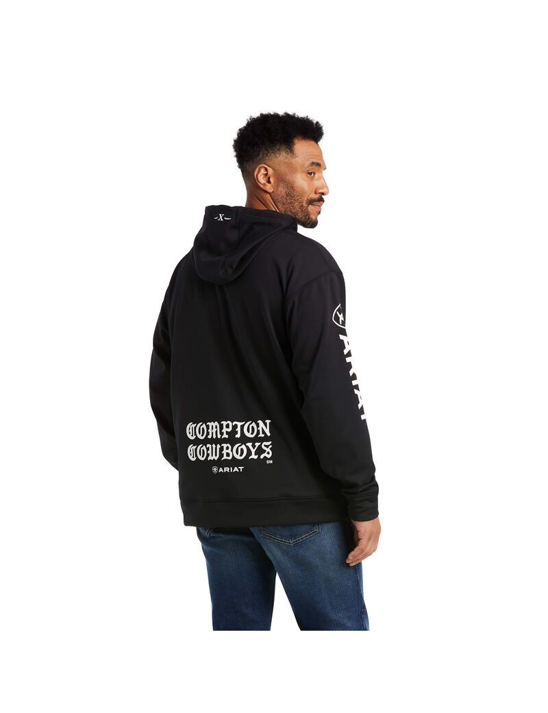 Sweat à Capuche Ariat Compton Cowboys Tek Noir Homme | MJT-52588381