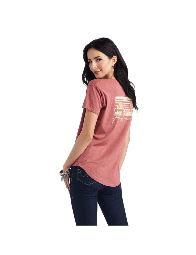 Hauts Ariat Sunset Lockup Tee Rouge Femme | DKG-89481239