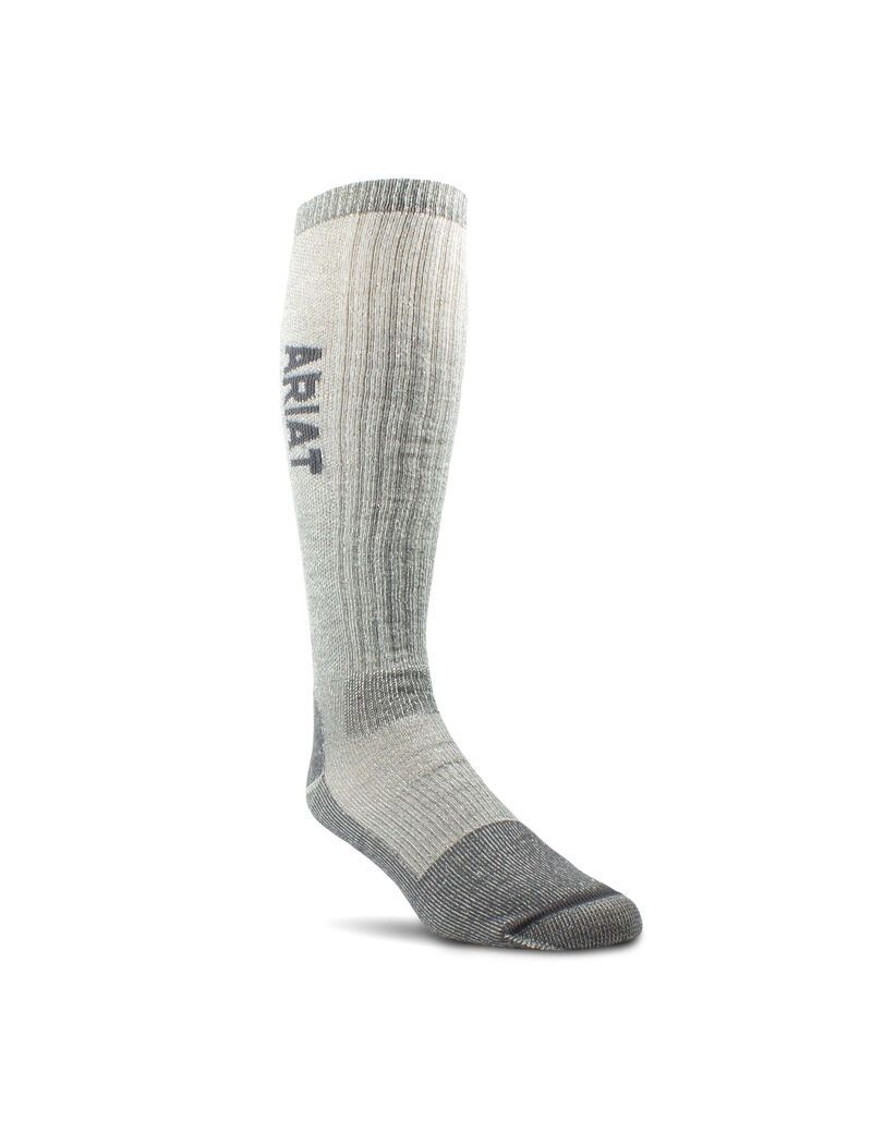 Chaussettes Ariat Midweight Merino Laine Blend Over The Calf Steel Embout Travail Grise Homme | MUS-05184790