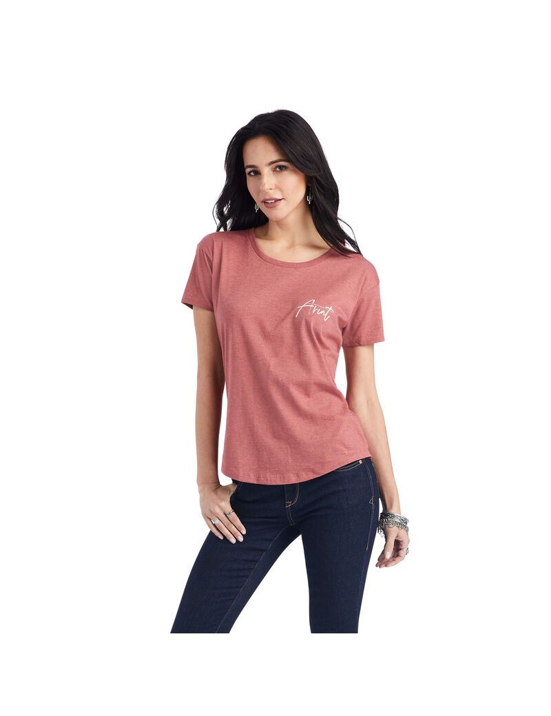 Hauts Ariat Sunset Lockup Tee Rouge Femme | DKG-89481239