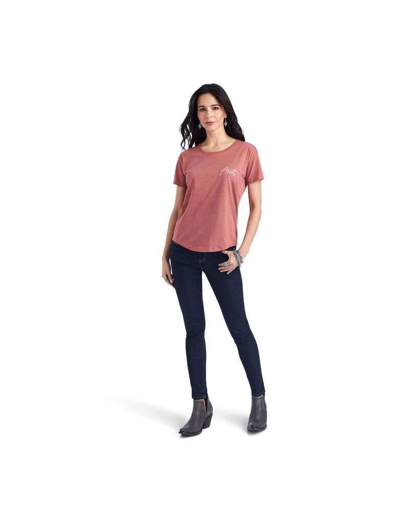 Hauts Ariat Sunset Lockup Tee Rouge Femme | DKG-89481239