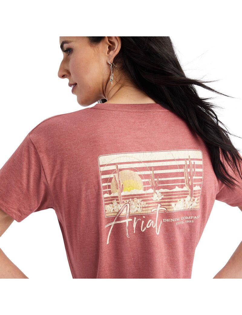 Hauts Ariat Sunset Lockup Tee Rouge Femme | DKG-89481239