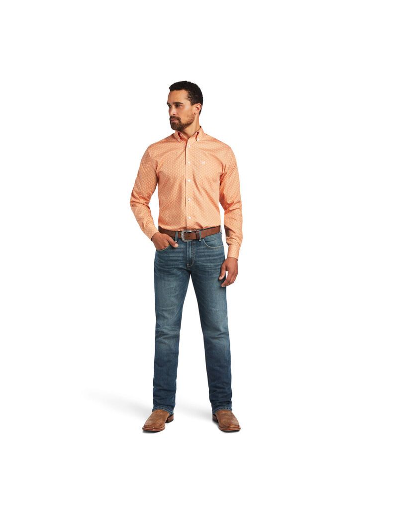 Chemises De Costume Ariat Wrinkle Free Yakov Fitted Corail Homme | GYA-87928195