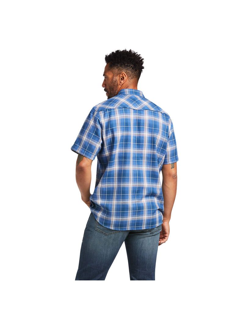 Chemises De Costume Ariat Huck Retro Fit Bleu Homme | QRT-24325960