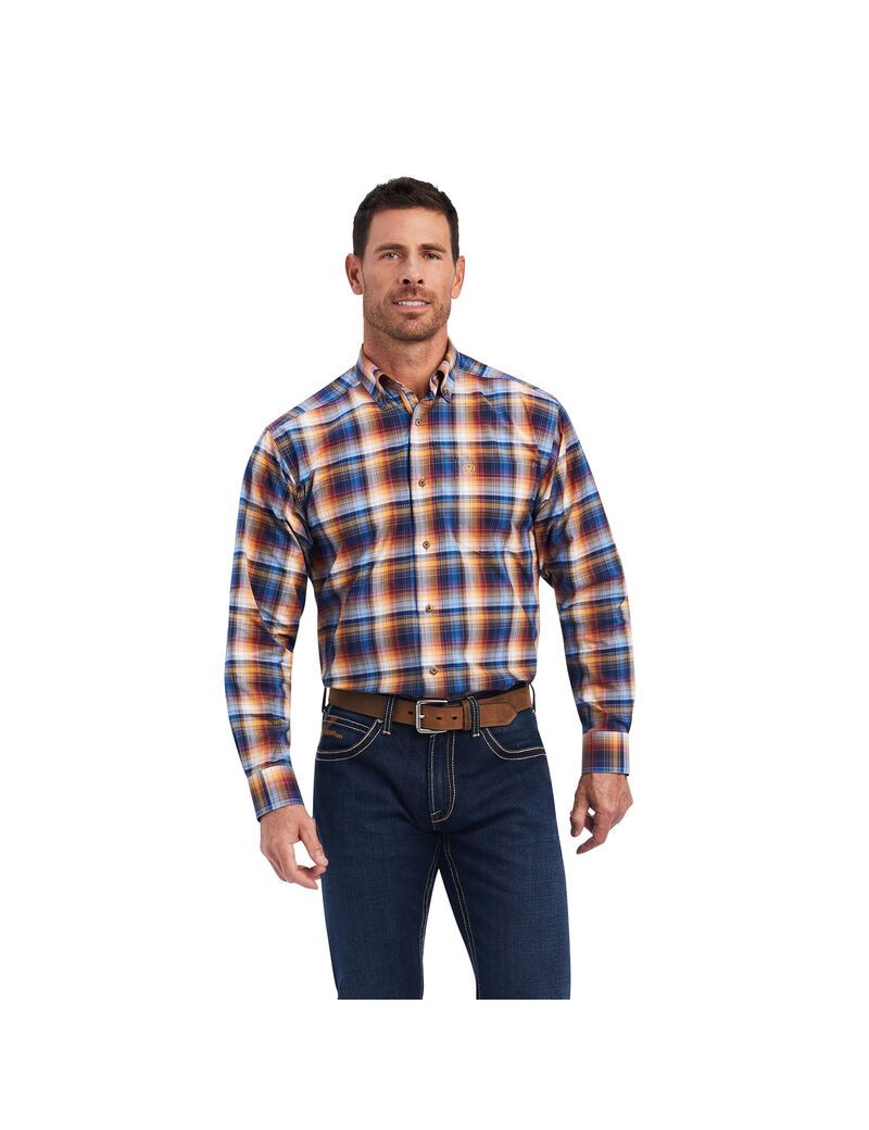 Chemises De Costume Ariat Pro Series Nigel Stretch Classiche Fit Bleu Homme | MQI-07891030