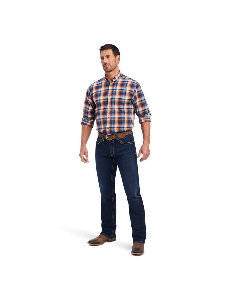 Chemises De Costume Ariat Pro Series Nigel Stretch Classiche Fit Bleu Homme | MQI-07891030