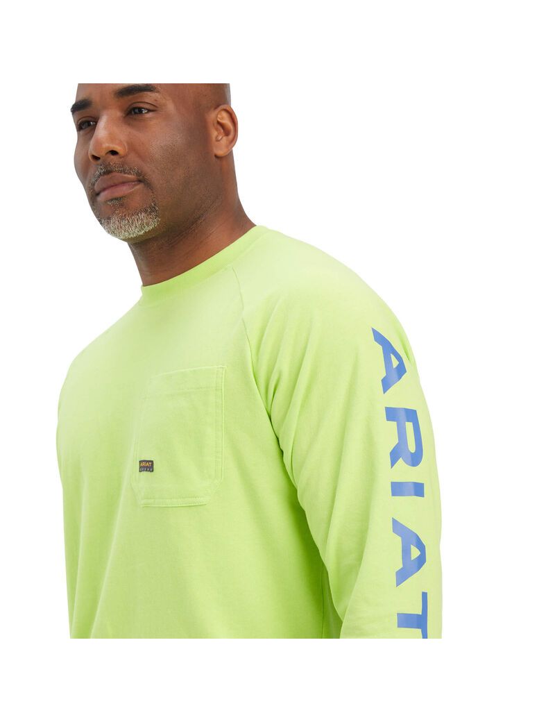 Vêtements De Travail Ariat Rebar Coton Strong Graphique T Shirts Vert Clair Bleu Homme | CYM-56898709