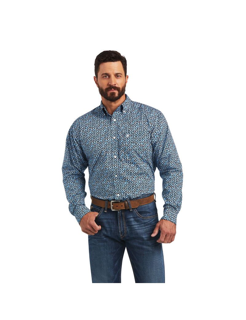 Chemises De Costume Ariat Miguel Classiche Fit Bleu Homme | HKG-03661345