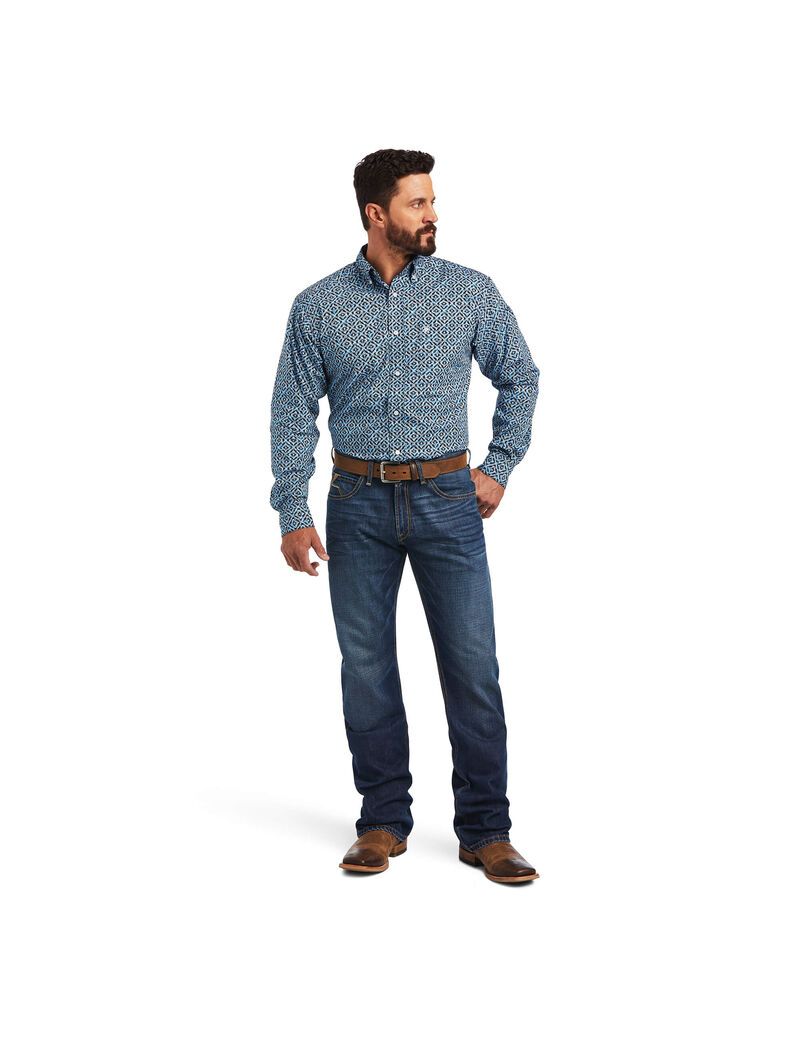 Chemises De Costume Ariat Miguel Classiche Fit Bleu Homme | HKG-03661345