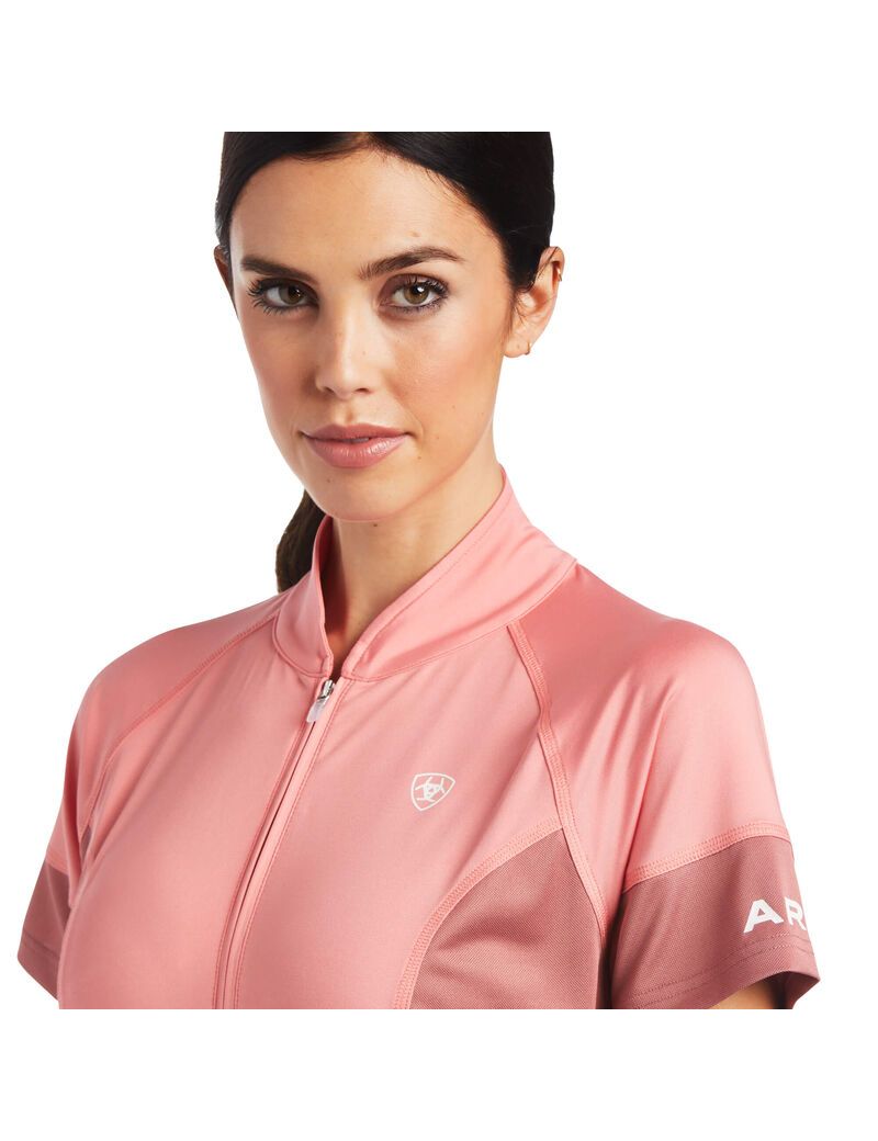 Hauts Ariat Cambria Jersey 1/4 Zip Corail Femme | BUF-77421317