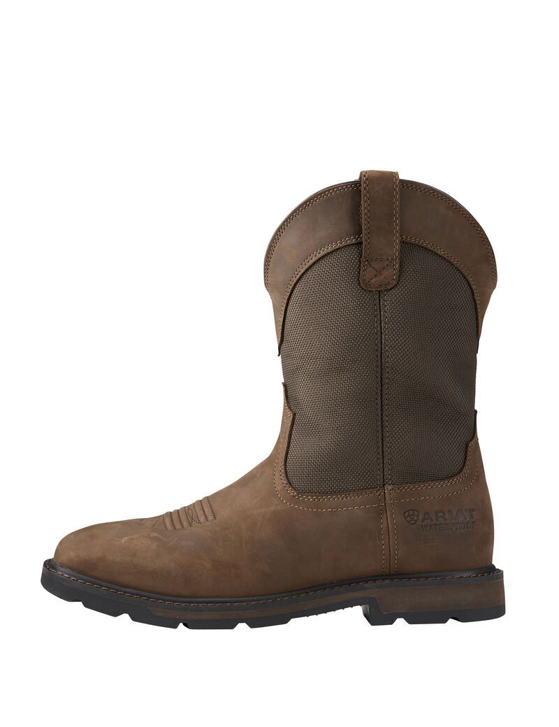 Bottes Imperméables Ariat Groundbreaker Larges Square Embout Travail Marron Homme | XGK-87747515