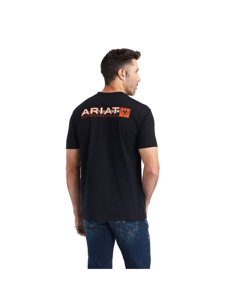 T Shirts Ariat Linear Octane Noir Homme | COW-59379246