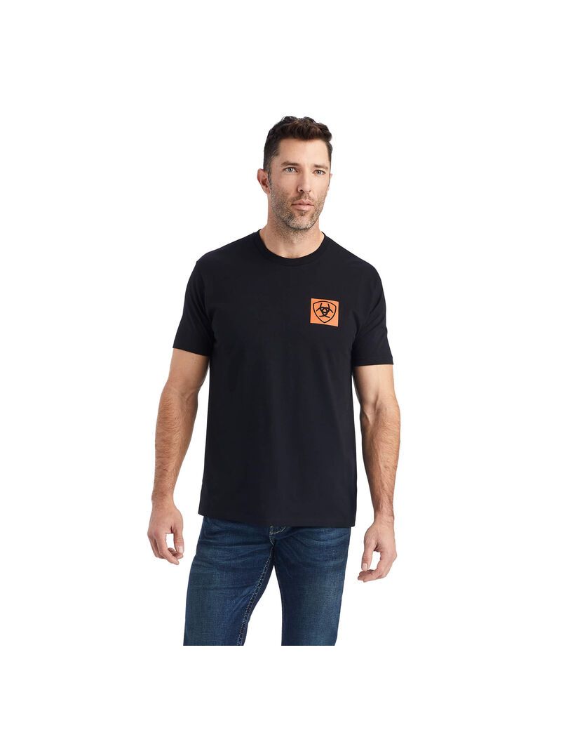 T Shirts Ariat Linear Octane Noir Homme | COW-59379246